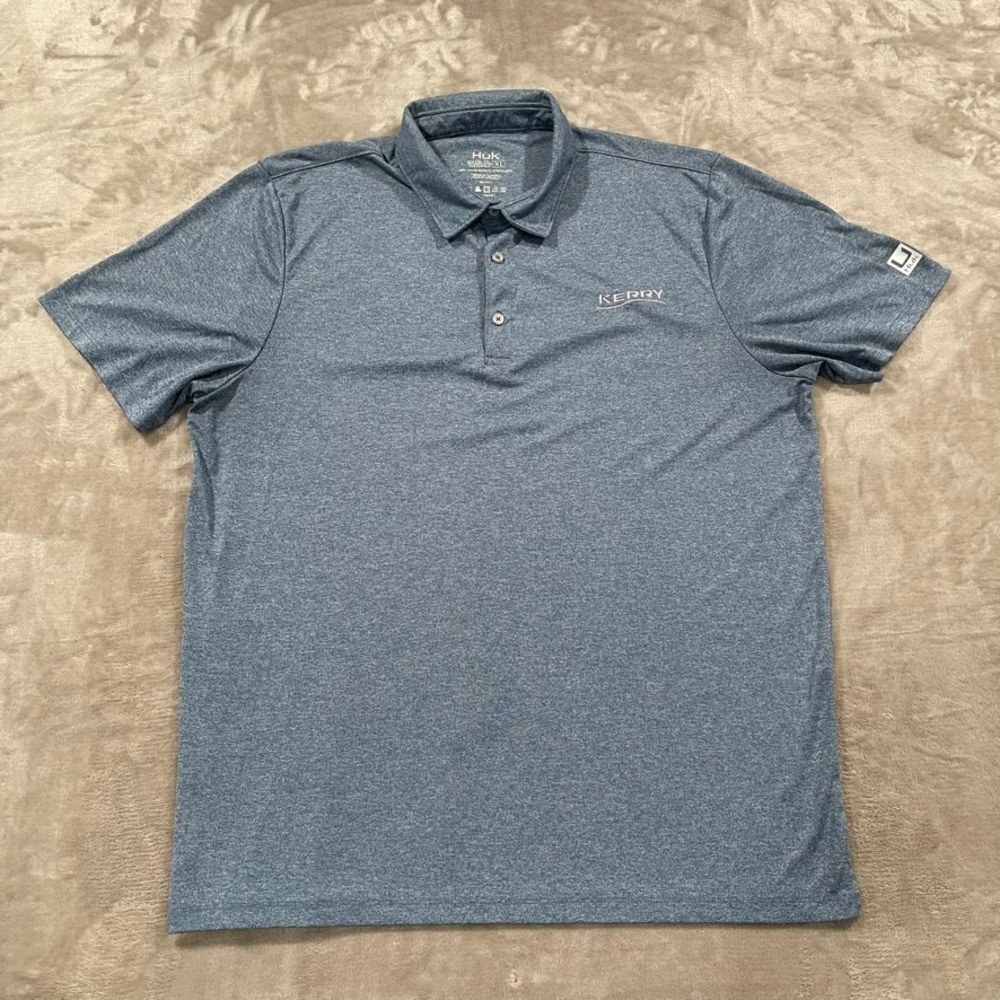 Huk Shirt Mens XL Blue Polo Performance Short Sleeve Fishing Golf Casual Outdoor
